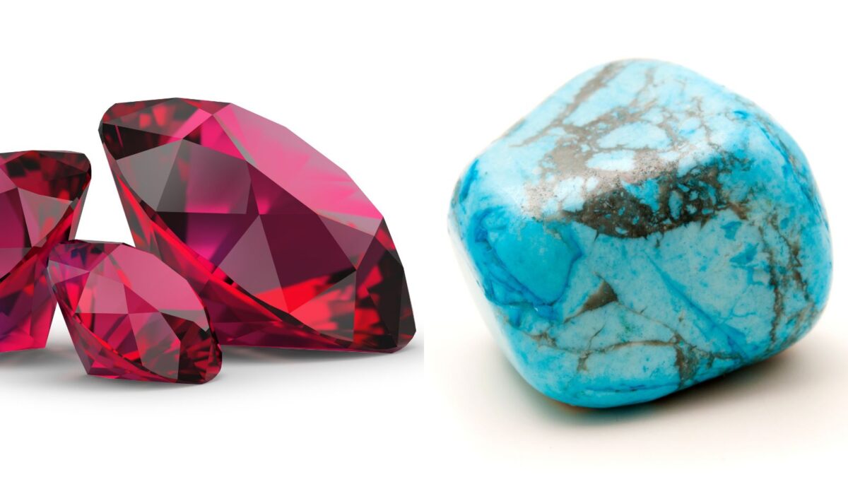 December’s Birthstones: Sea Blue Turquoise and Brilliant Red Ruby
