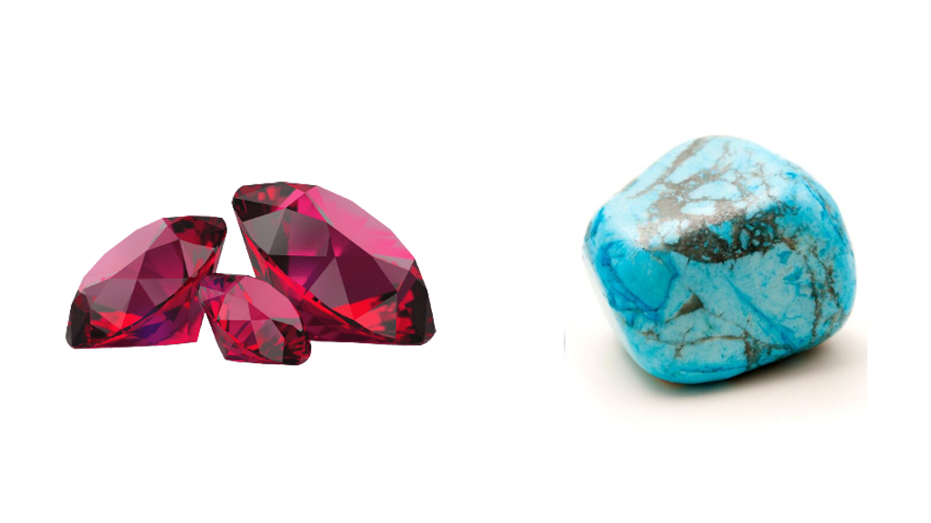 December’s Birthstones: Sea Blue Turquoise and Brilliant Red Ruby
